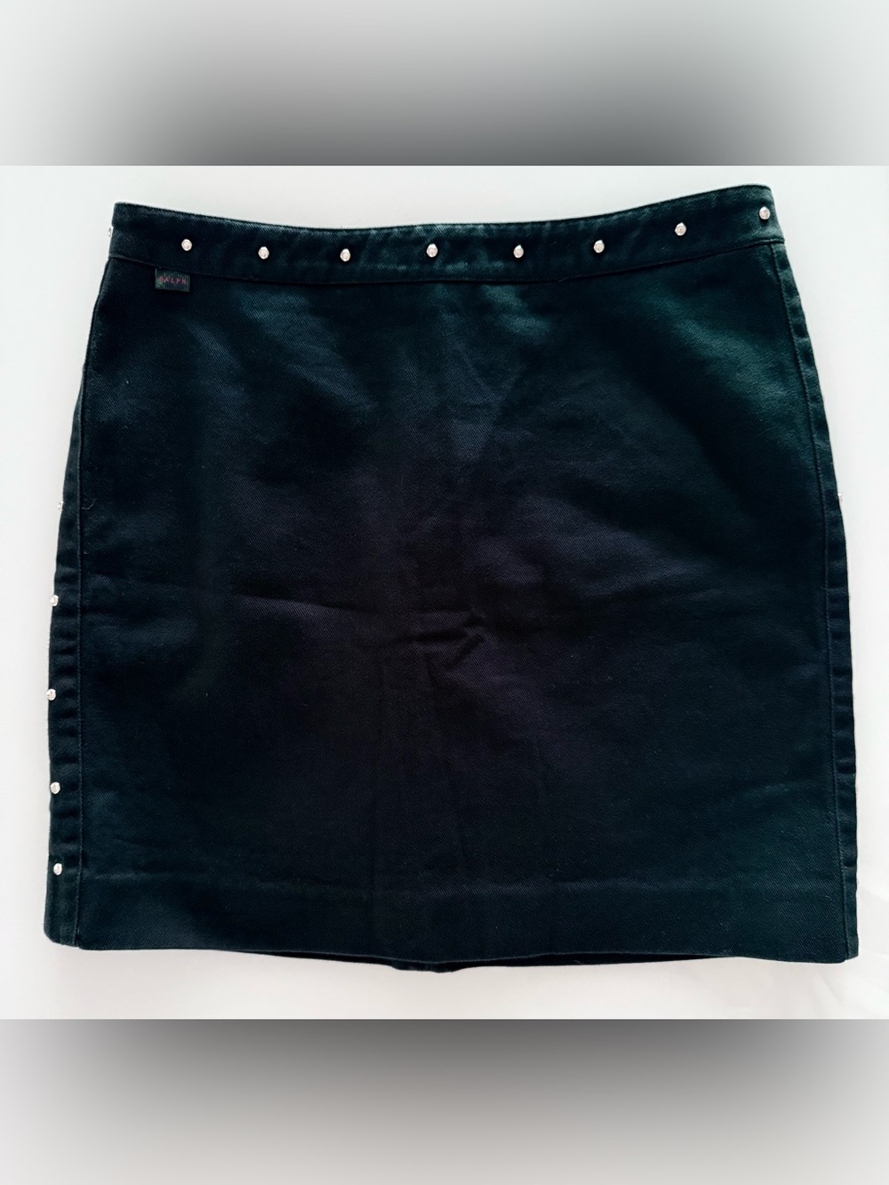 Ralph Lauren Women’s Black Studded Denim Mini Skirt - Size 2 - EUC - 100% Cotton - Picture 2 of 13